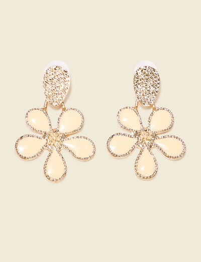Boucles d'oreilles pendantes ecru femme