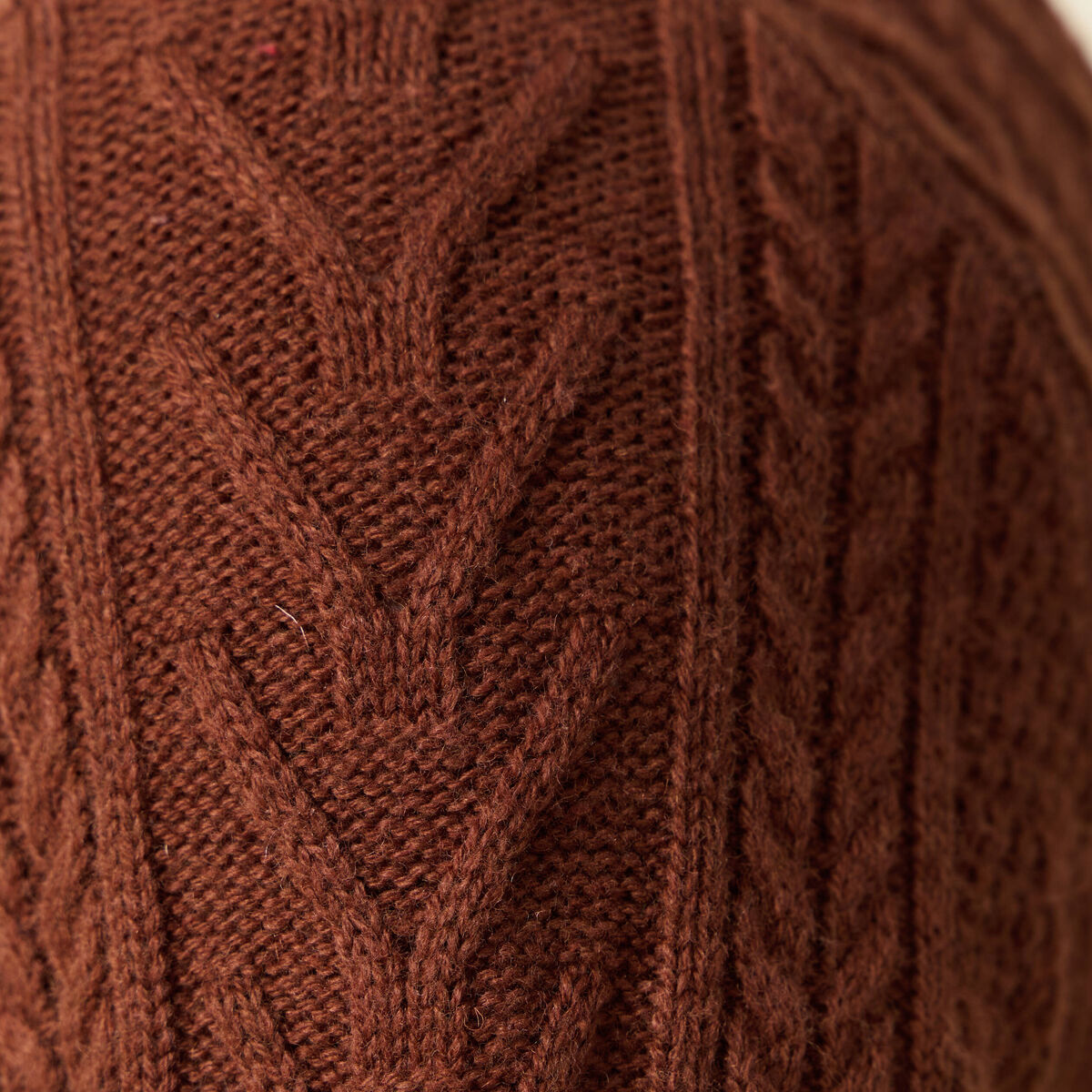 Pull manches longues marron cognac homme