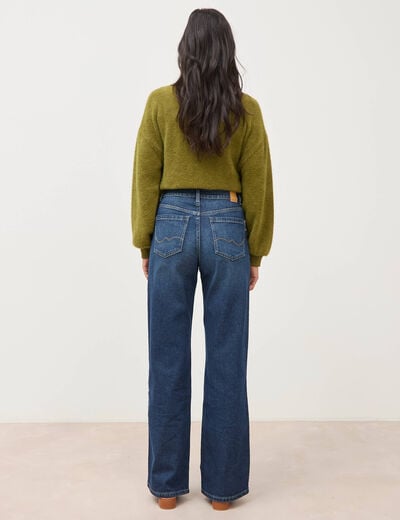 Jeans large taille haute denim brut femme
