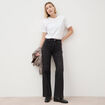 Jeans large taille haute denim noir femme