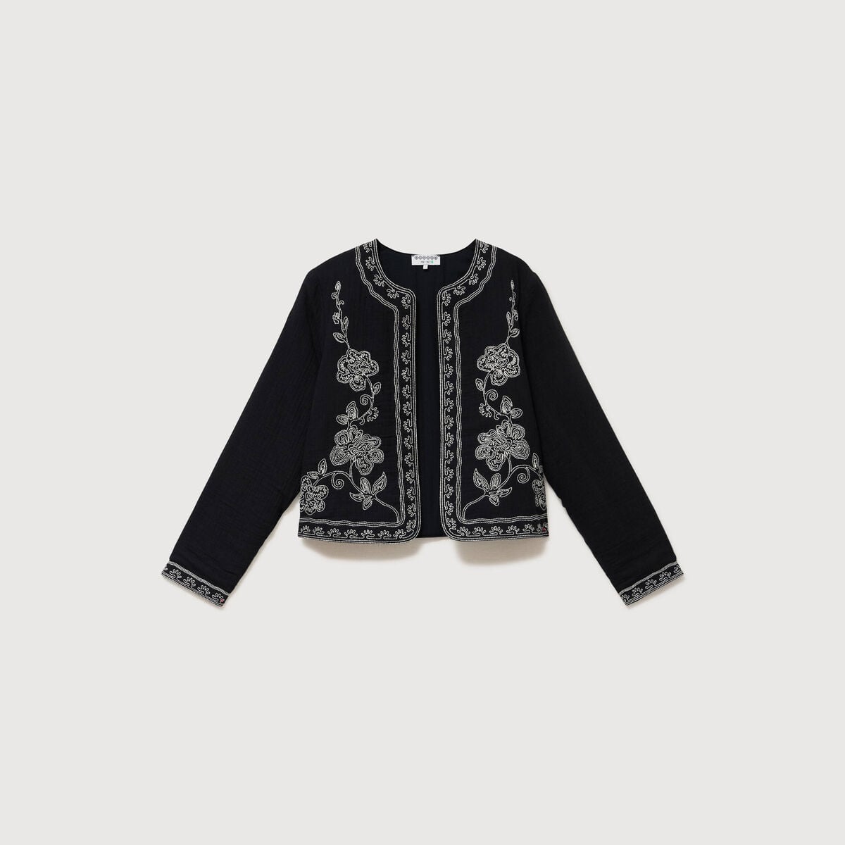 Veste en coton avec broderie noir femme