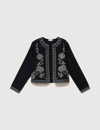 Veste en coton avec broderie noir femme