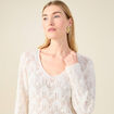 Pull ajour&eacute; col v manches longues ecru femme