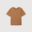 T-shirt droit col rond manches courtes marron femme