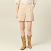 Bermuda droit taille haute beige femme