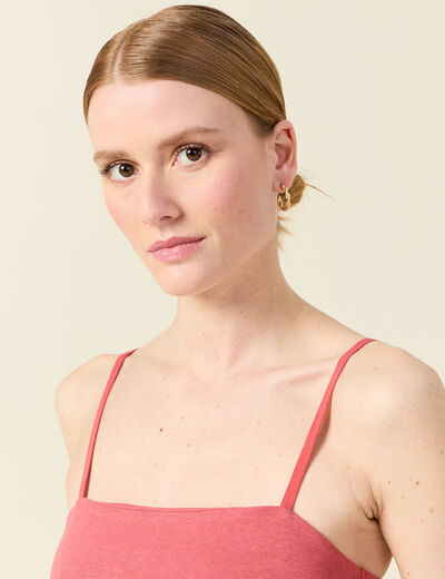 Bustier cropped à bretelles terracotta femme