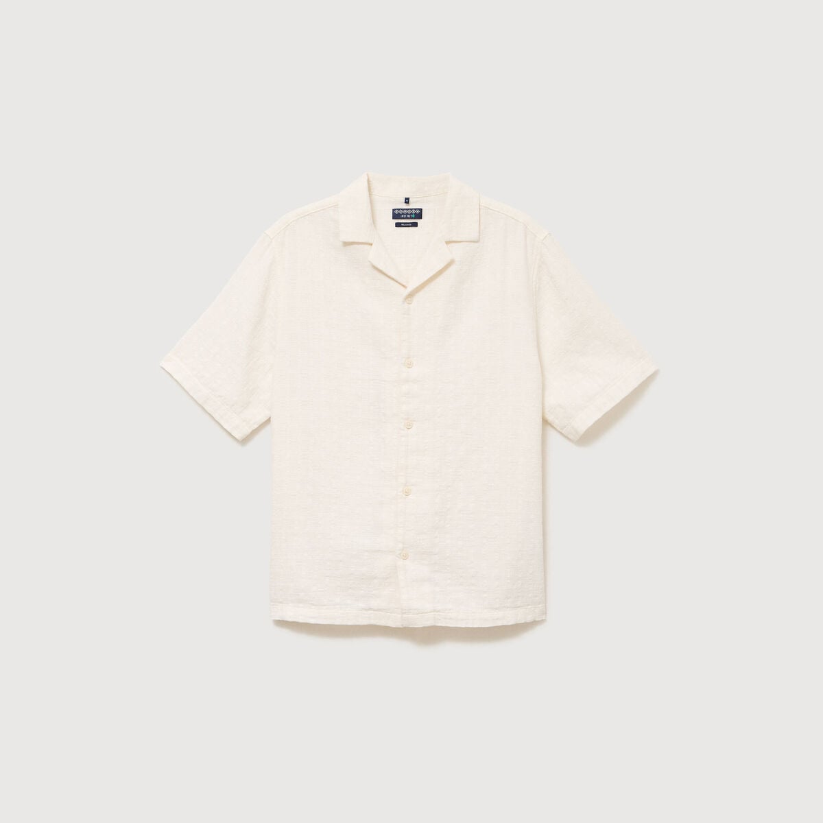 Col boyfriend manches courtes en coton ecru homme