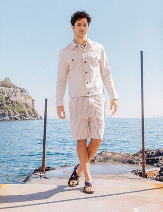 Veste boutonnée sable homme