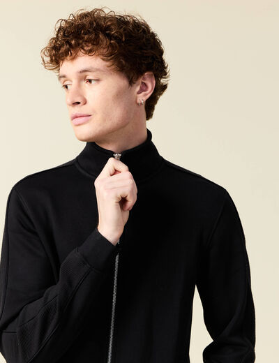 Gilet manches longues zippé noir homme