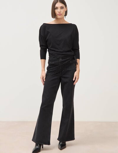 Jeans bootcut taille haute denim gris femme