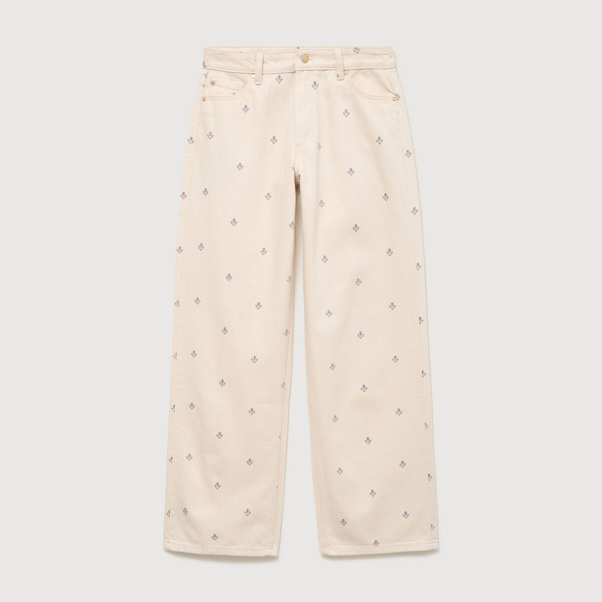 Jeans wide leg taille standard blanc femme