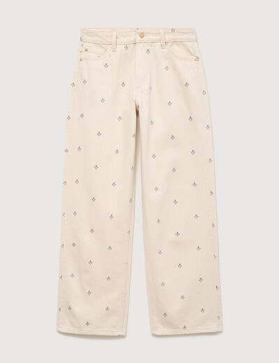 Jeans wide leg taille standard blanc femme
