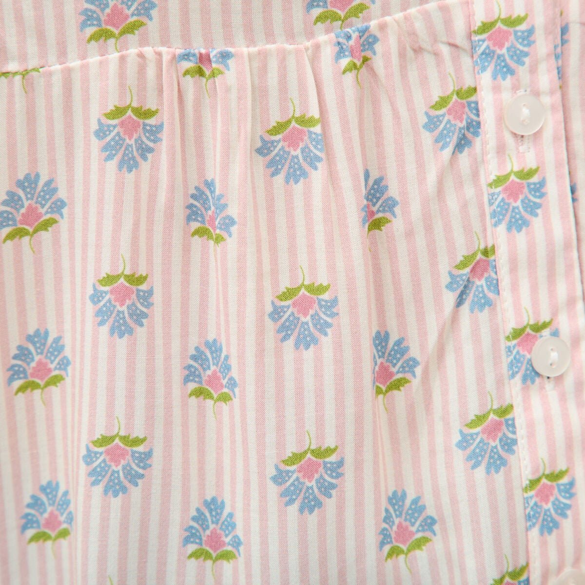 Chemise droite col v manches courtes rose femme