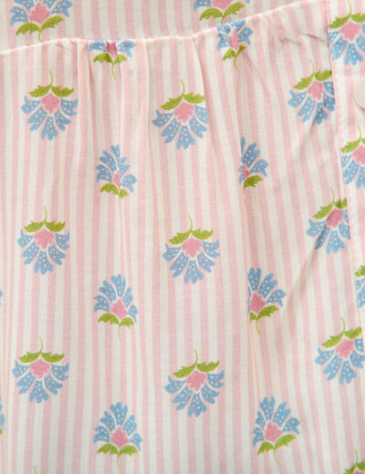 Chemise droite col v manches courtes rose femme