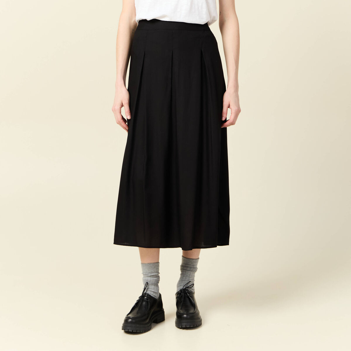 Jupe longue évasée noir femme