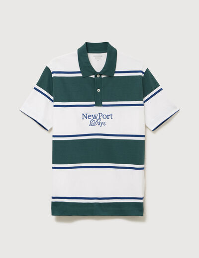 Polo ray&eacute; coupe ample manches courtes blanc homme