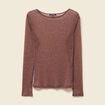 T-shirt manches longues col rond marron femme