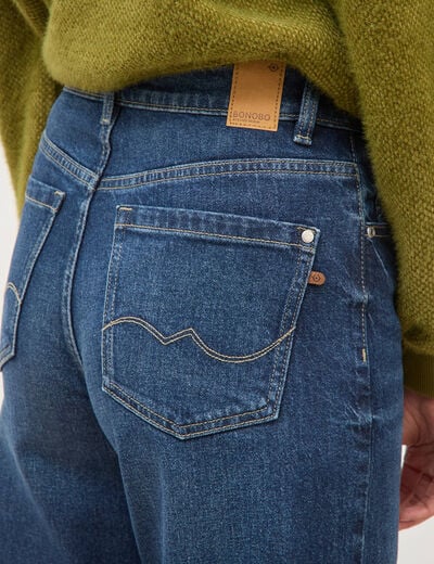 Jeans large taille haute denim brut femme