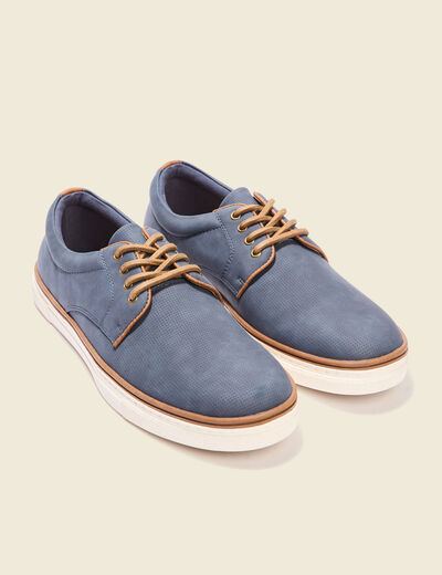 Tennis plates à lacets bleu foncé homme