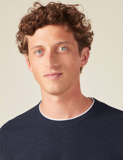 T-shirt manches longues bleu marine homme