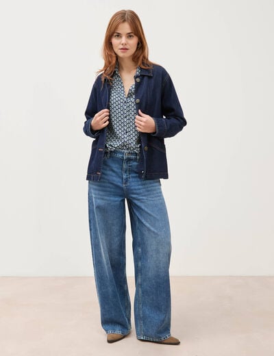 Blouse manches longues bleu marine femme