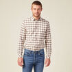 Chemise &agrave; carreaux en coton ecru homme
