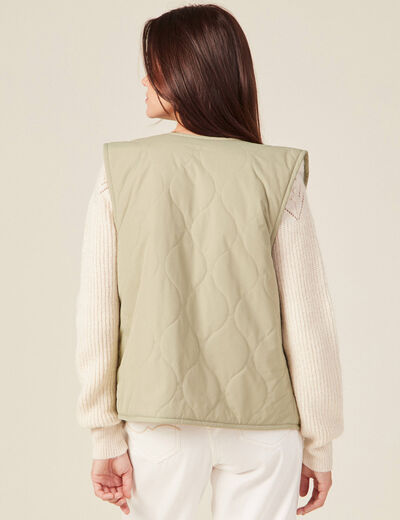 Blouson réversible boutonné vert kaki femme