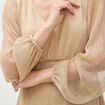 Robe manches longues doubl&eacute;e beige femme