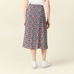 Jupe midi droite fendue bleu marine femme