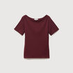 T-shirt ajust&eacute; manches courtes bordeaux femme