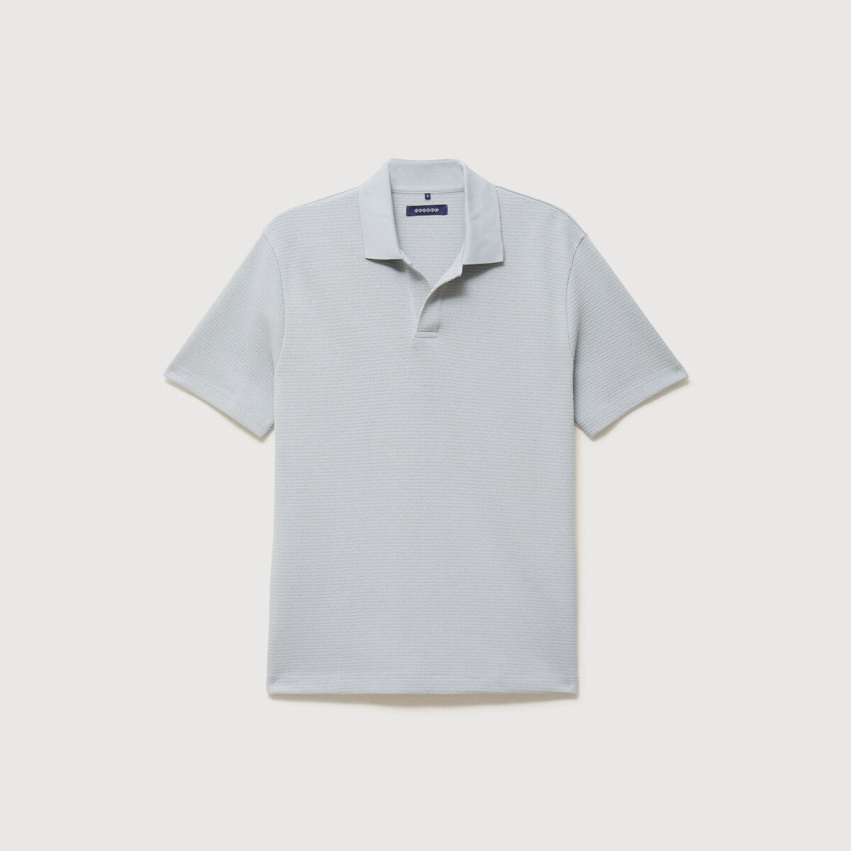 Polo manches courtes col cubain gris clair homme