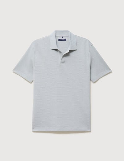 Polo manches courtes col cubain gris clair homme