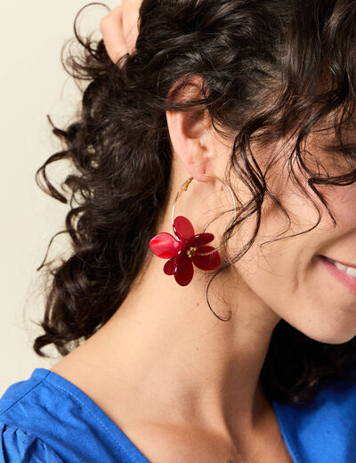 Boucles d'oreilles créoles rouge femme
