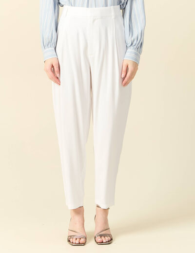Pantalon slouchy taille haute blanc femme