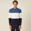 Pull manches longues col rond bleu fonc&eacute; homme