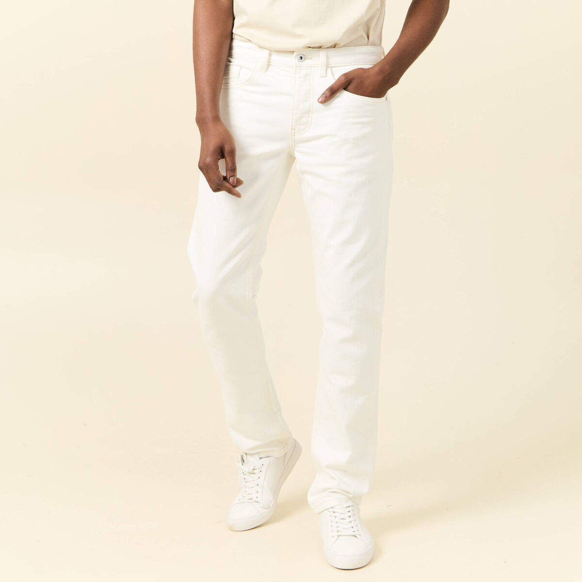 Jeans éco-responsable straight denim blanc homme