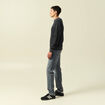 Pull col rond manches longues en coton bleu marine homme