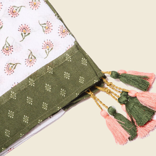 Foulard à pampilles vert kaki femme