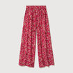 Pantalon large taille haute rouge cerise femme