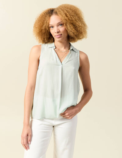 Blouse sans manches vert olive femme