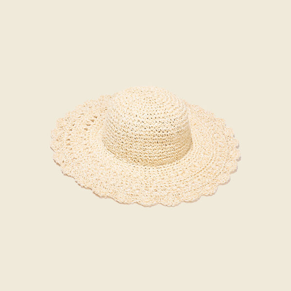 Chapeau tressé ecru femme