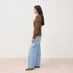 Pull droit manches longues bardot marron femme