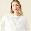 Gilet manches longues capuche ecru femme