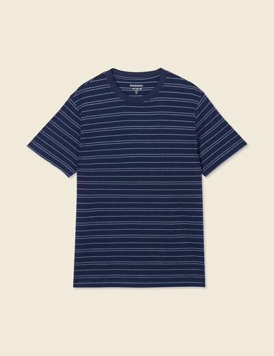 T-shirt en coton manches courtes bleu marine homme