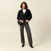 Pull &agrave; capuche zipp&eacute; noir femme