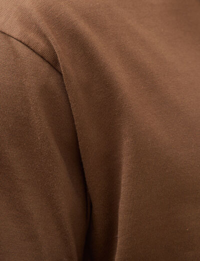 T-shirt droit en coton col ras du cou taupe homme