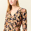 Robe midi évasée manches 3/4 noir femme