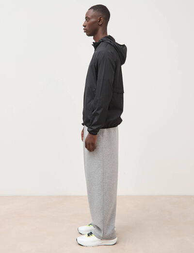 Blouson droit &agrave; capuche manches longues noir homme