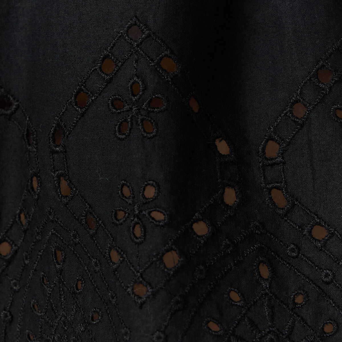 Blouse manches 3/4 brodée noir femme