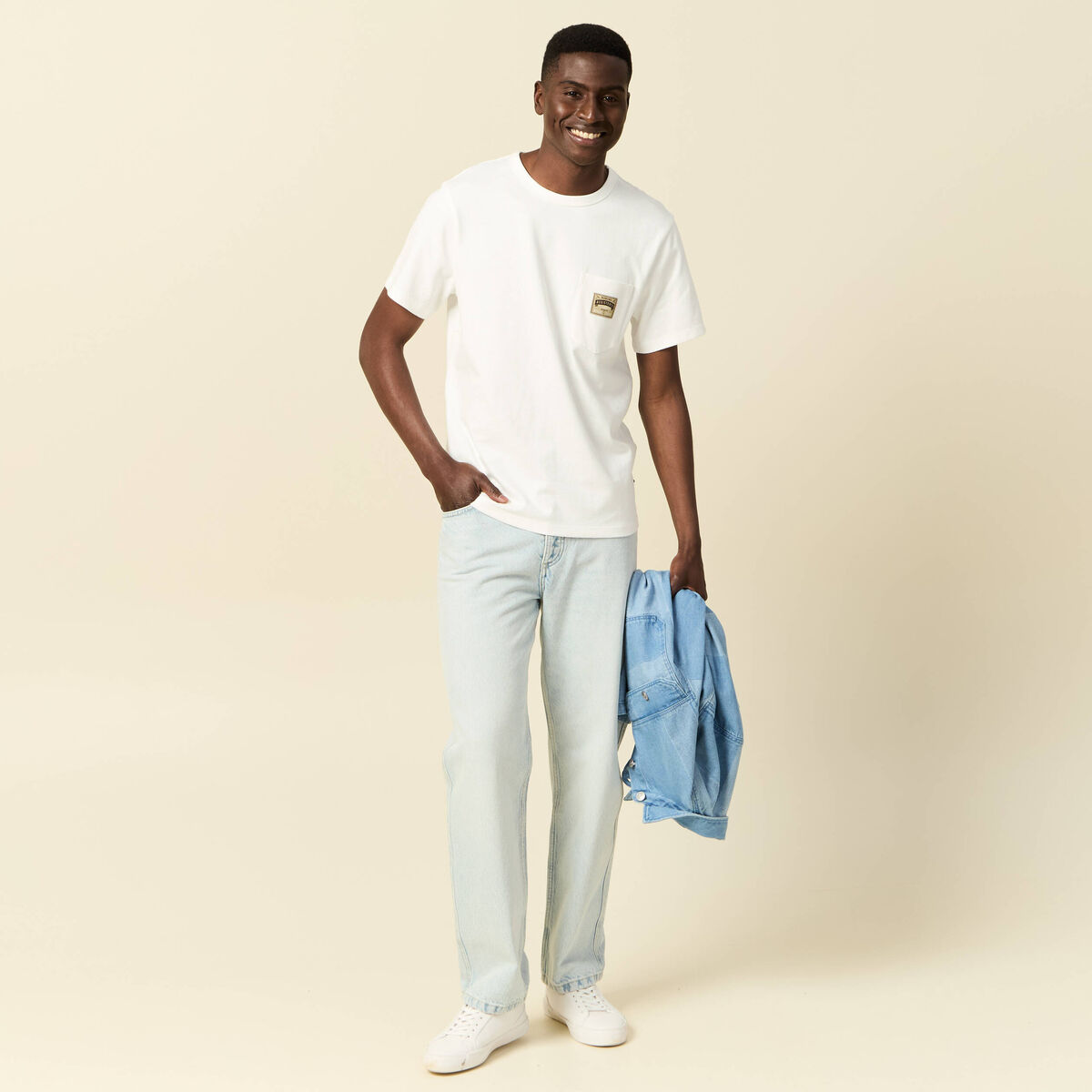 T-shirt manches courtes ecru homme